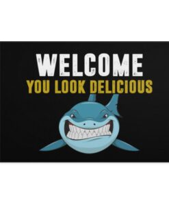 Funny Shark Framed Canvas - Welcome, White, 0.75'' Framed Canvas