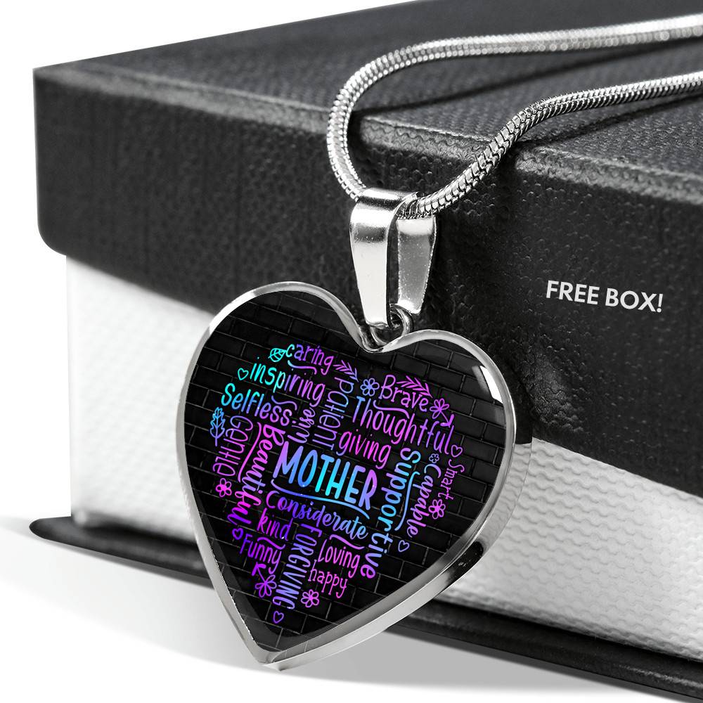 Loving Mother Heart Pendant Necklace - Heart Luxury Necklace (Silver)
