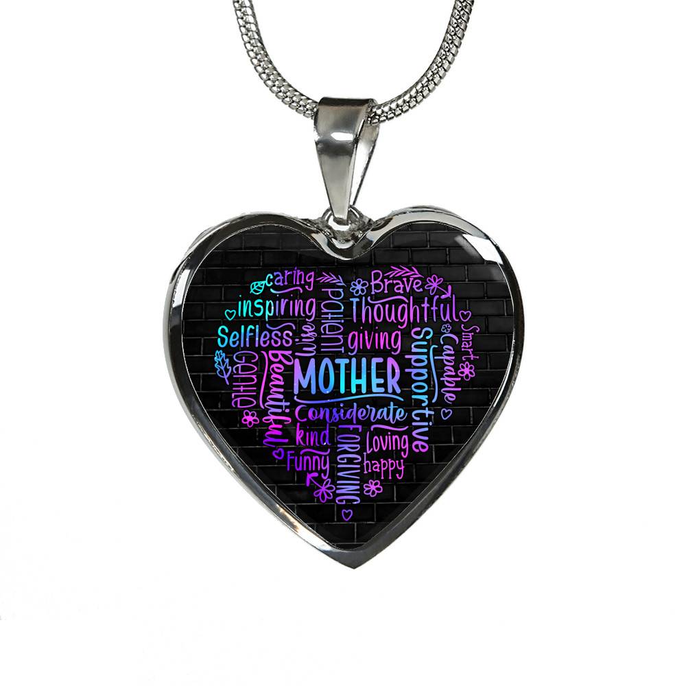 Loving Mother Heart Pendant Necklace - Heart Luxury Necklace (Silver)