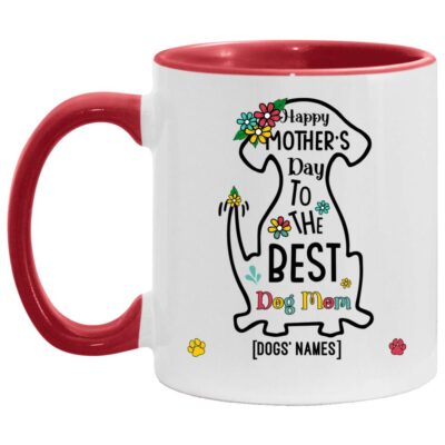 Personalized Happy Mother's Accent Mug, White/Red, 11 oz. Accent Mug