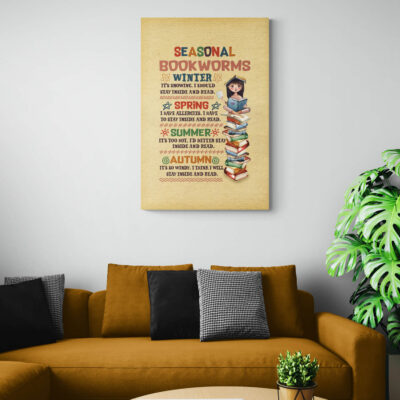 Alternative view of Seasonal Bookworms Wrapped Framed Canvas Prints - Unframed Poster - Home Decor Wall Art - Book Lover Gifts