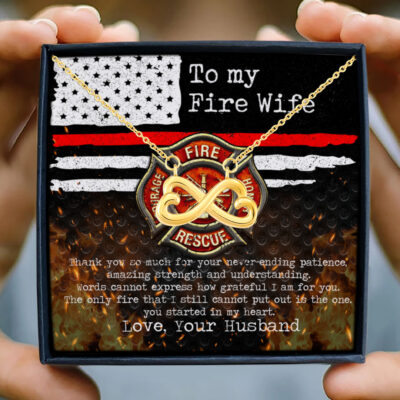 To My Fire Wife Thank You So Much For Your Never-Ending Patience Infinity Heart Pendant Necklace