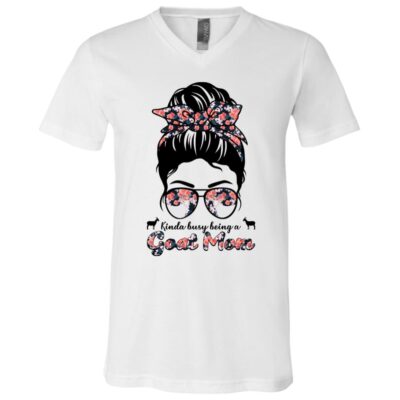 Kinda Busy Being a Goat Shirt, White, V-Neck T-Shirt
