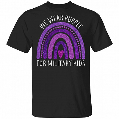 We Wear Purple For Military Kids, Black, Unisex T-Shirt