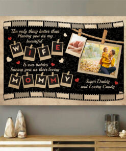 Custom Photo Husband To My Wife Saying Our Babies Having Loving Mommy Mother's Day Personalized Canvas Poster