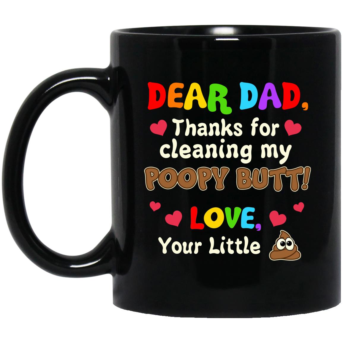 dear dad black, Black, 11 oz. Black Mug