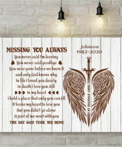 Alternative view of Personalized Missing You Always You Never Said I'm Leaving Angel Wings Memorial Framed Canvas - Unframed Poster
