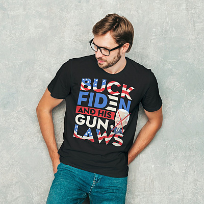 Alternative view of Anti Biden and His Gun Law T-Shirt - V-Neck Tee  - Biden Is Not My President Shirt