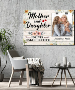 Alternative view of Personalized Photo Mother And Daughter Forever Linked Together Framed Canvas - Unframed Poster - Gift For Mom