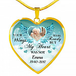 Personalized Photo Your Wings Were Ready But My Heart Was Not Memorial Luxury Heart Pendant Necklace - Heart Luxury Necklace (Gold Plated) Personalized Photo Your Wings Were Ready But My Heart Was Not Memorial Luxury Heart Pendant Necklace - Heart Luxury Necklace (Gold Plated)