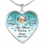 Personalized Photo Your Wings Were Ready But My Heart Was Not Memorial Luxury Heart Pendant Necklace - Heart Luxury Necklace (Silver) Personalized Photo Your Wings Were Ready But My Heart Was Not Memorial Luxury Heart Pendant Necklace - Heart Luxury Necklace (Silver)