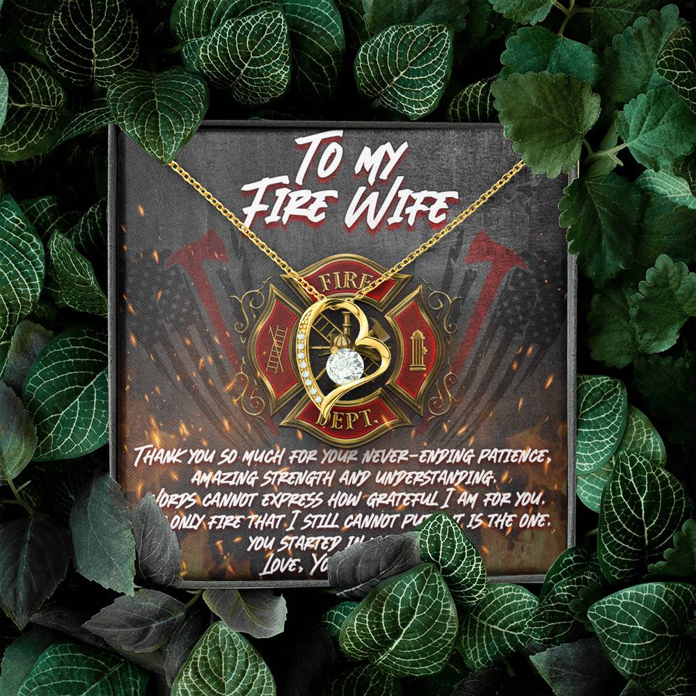 To My Fire Wife Thank You So Much for Your Never-Ending Patience Amazing Strength Forever Love Pendant Necklace