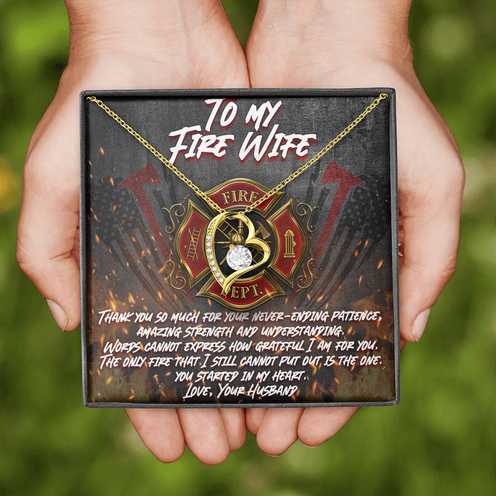 To My Fire Wife Thank You So Much for Your Never-Ending Patience Amazing Strength Infinity Heart Pendant Necklace