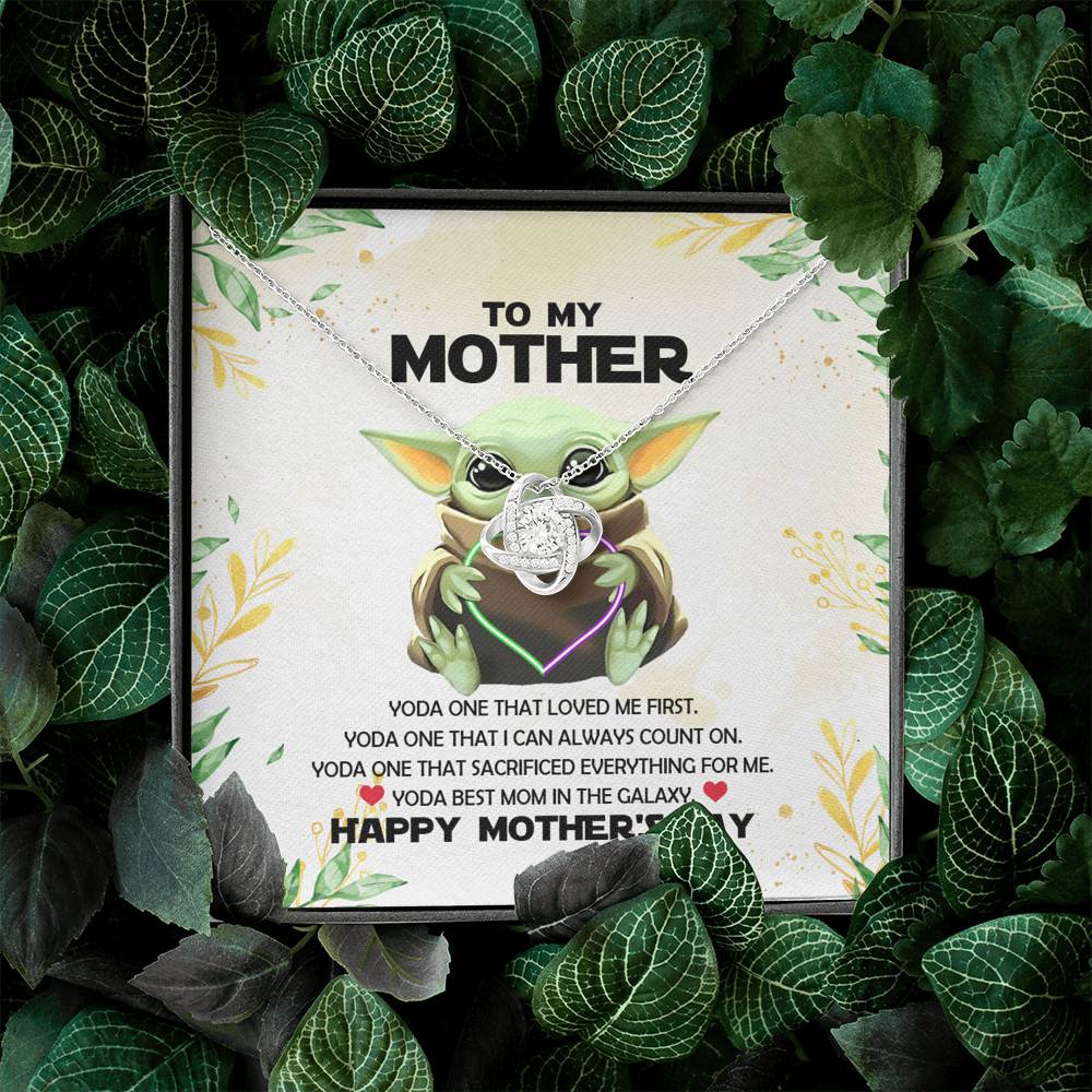 Baby Yoda To My Mother Yoda Best Mom In The Galaxy Happy Mother's Day Love Knot Pendant Necklace