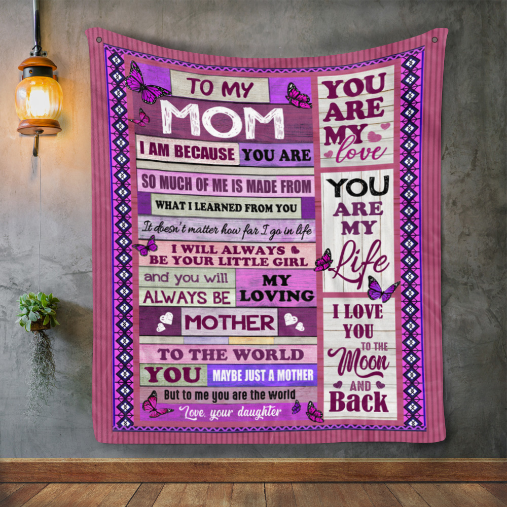 1LV. Mom Pink Wood_blanket Blanket Mockup 2