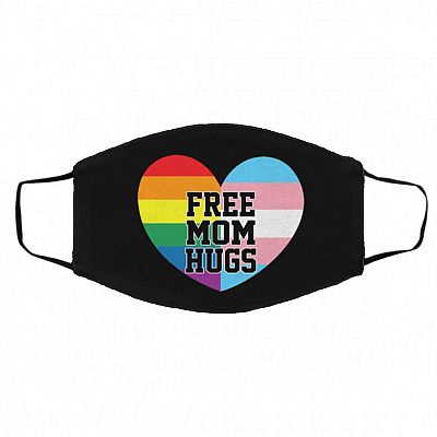 free mom hug mask, Black, Cloth Face Cover – Medium/Large