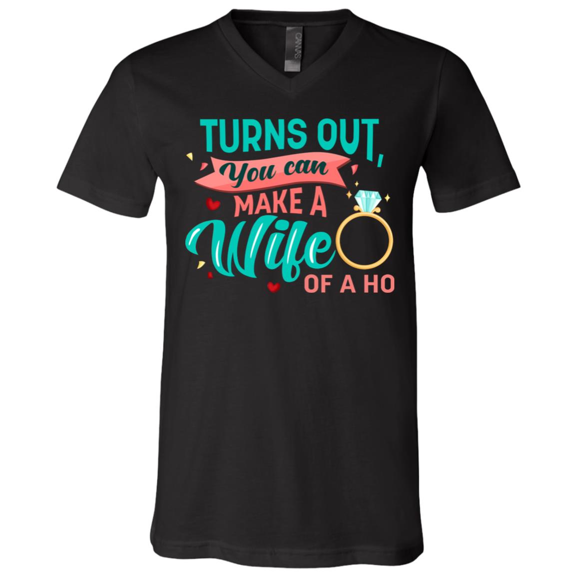 wife ho tee, Black, V-Neck T-Shirt wife ho tee, Black, V-Neck T-Shirt