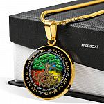 Earth My Body Water My Blood Air My Breath Fire My Spirit Circle Pendant Necklace - Circle Luxury Necklace (Gold Plated)