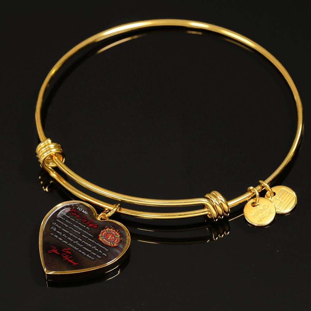 To My Fire Wife Thank You So Much For Your Never-Ending Patience Love Your Husband Heart Pendant Necklace