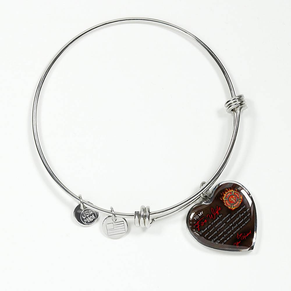 To My Fire Wife Thank You So Much For Your Never-Ending Patience Love Your Husband Heart Pendant Necklace