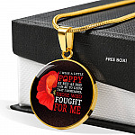 Veteran I Wear a Little Poppy as Red as Red Can Be to Show That I Remember Those Who Fought Circle Pendant Necklace