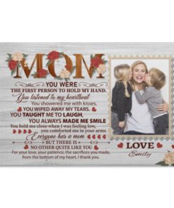 Custom Photo Thank You Mom, White, 0.75'' Framed Canvas