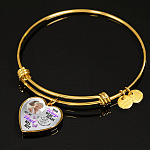 Personalized Photo Your Wings Were Ready But My Heart Was Not Butterfly Memorial Luxury Heart Pendant Necklace - Heart Bangle