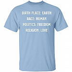 Birthplace Earth Shirt, Light Blue, Unisex T-Shirt