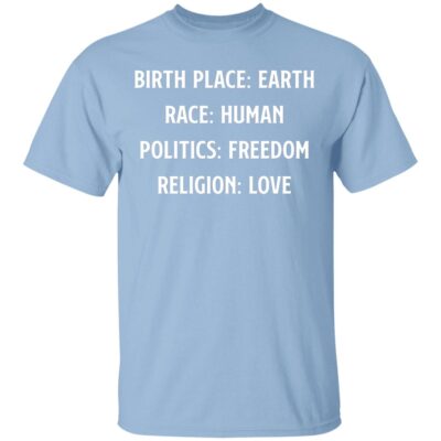 Birthplace Earth Shirt, Light Blue, Unisex T-Shirt
