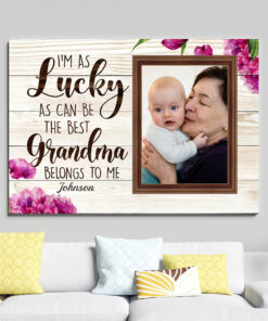 Alternative view of Personalized Custom Photo I'm As Lucky As Can Be The Best Grandma Mother's Day Canvas - Unframed Poster