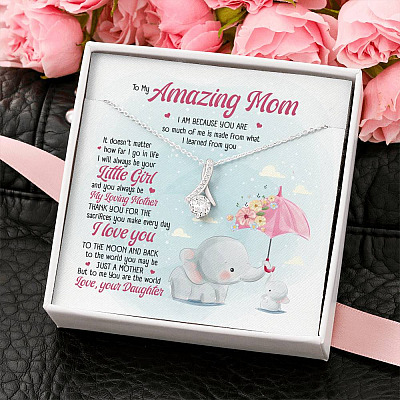 Elephant Daughter To My Amazing Mom I Am Because You Are So Much Of Me Alluring Beauty Pendant Necklace
