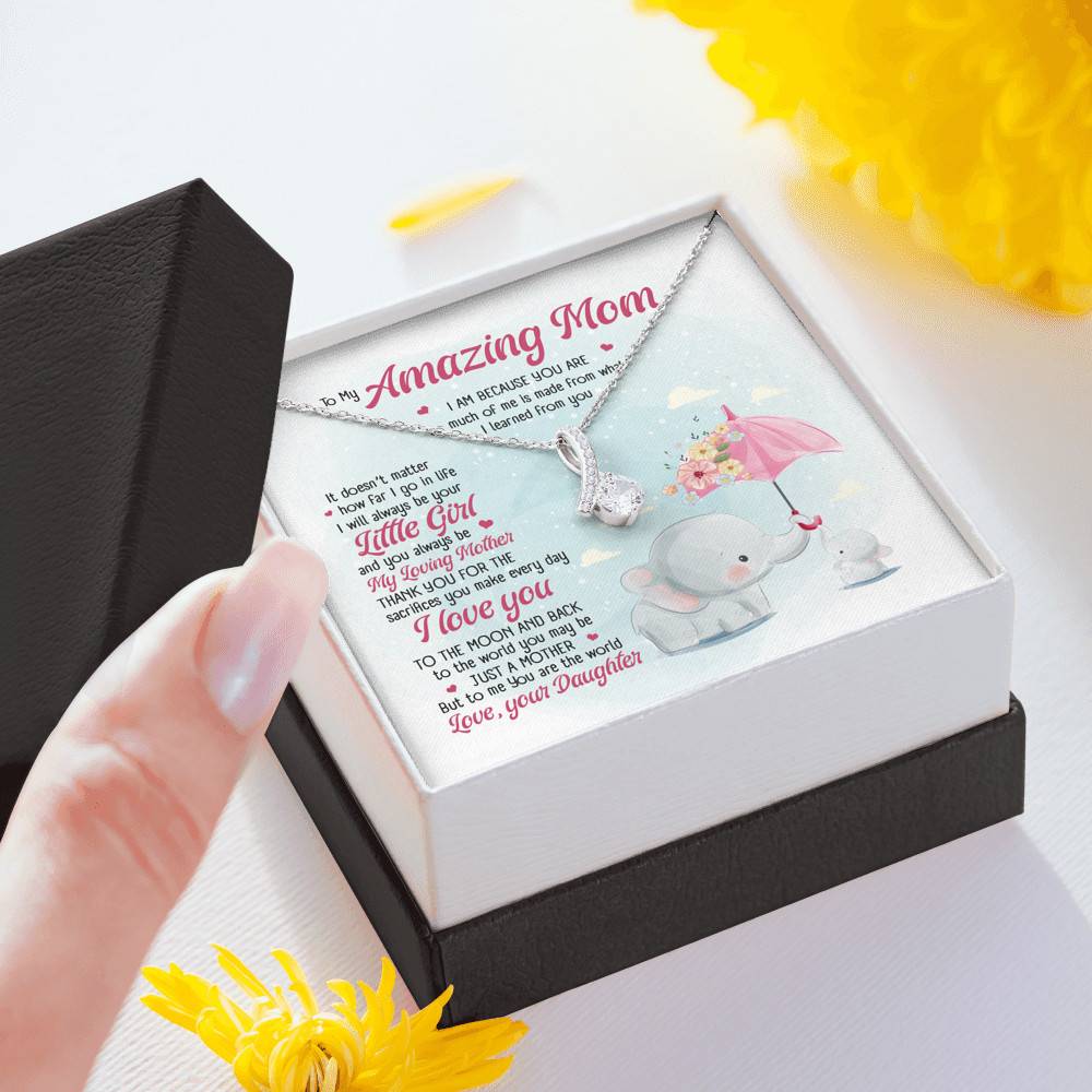 Elephant Daughter To My Amazing Mom I Am Because You Are So Much Of Me Alluring Beauty Pendant Necklace