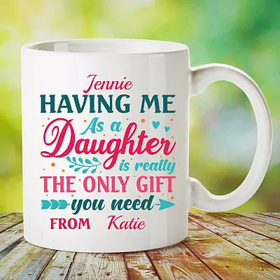 Alternative view of Personalized Mothers Day Gift Having Me as a Daughter Is the Only Gift You Need Coffee Mug -  Water Bottle