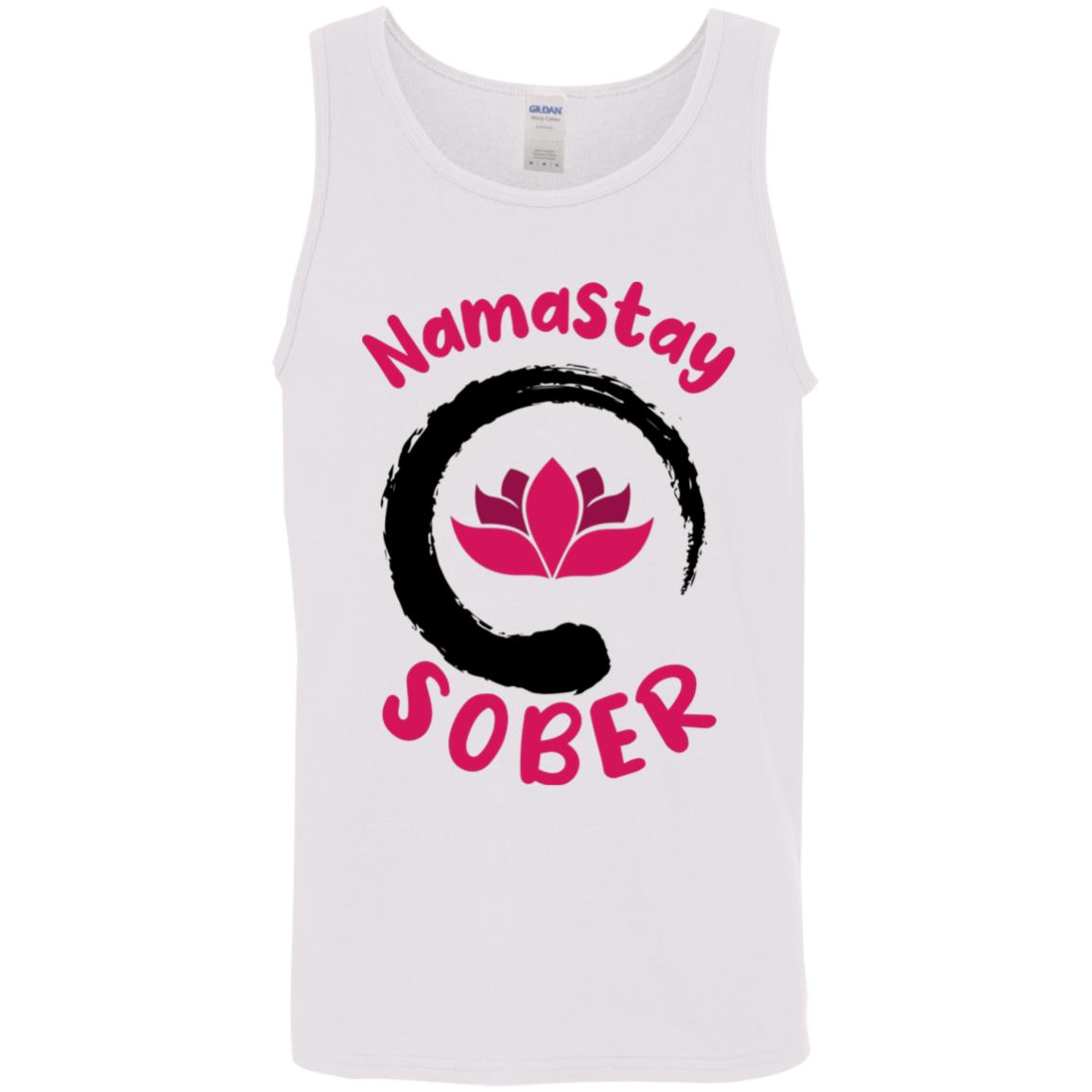 Namastay Sober Zen Tank, White, Unisex Tank Top Namastay Sober Zen Tank, White, Unisex Tank Top