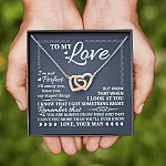 To My Love I'm Not Perfect I'll Annoy You but I Know You Are Right I Love You to Wife to Girlfriend Interlocking Hearts Pendant Necklace