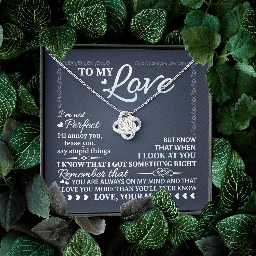 To My Love I'm Not Perfect I'll Annoy You but I Know You Are Right I Love You to Wife to Girlfriend Love Knot Necklace