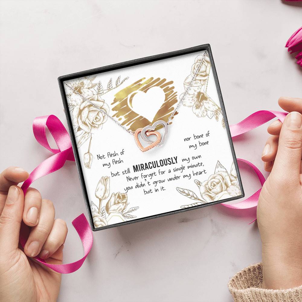 To My Bonus Daughter Not Flesh of My Flesh but Still Miraculously My Own Interlocking Hearts Pendant Necklace