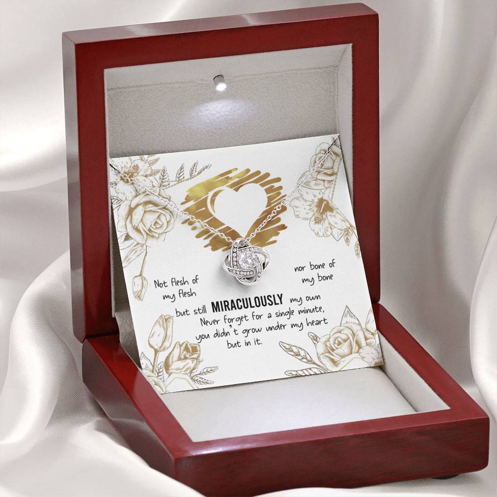 To My Bonus Daughter Not Flesh of My Flesh but Still Miraculously My Own Love Knot Pendant Necklace