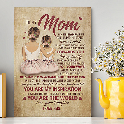 Personalized To My Mom You Are the World to Me Framed Canvas - Gifts from Daughter Unframed Poster