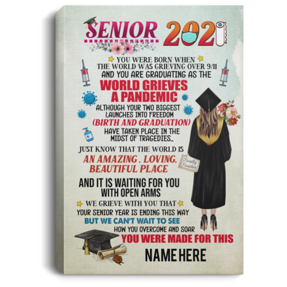 Personalized Class of 2021 canvas, White, 0.75'' Framed Canvas Personalized Class of 2021 canvas, White, 0.75'' Framed Canvas