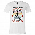 Old women tshirt, White, V-Neck T-Shirt