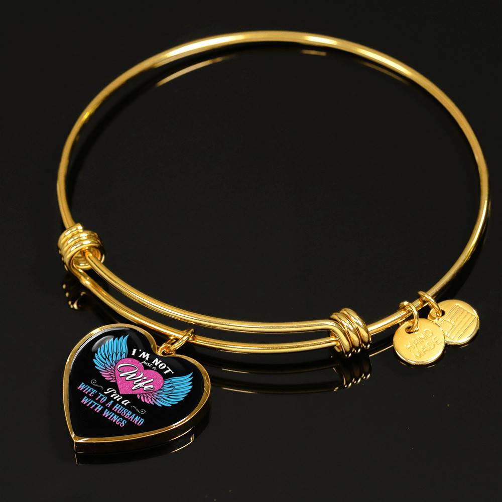 I'm Not Just A Wife I'm A Wife To A Husband With Wings Heart Pendant Necklace-Bangle I'm Not Just A Wife I'm A Wife To A Husband With Wings Heart Pendant Necklace-Bangle