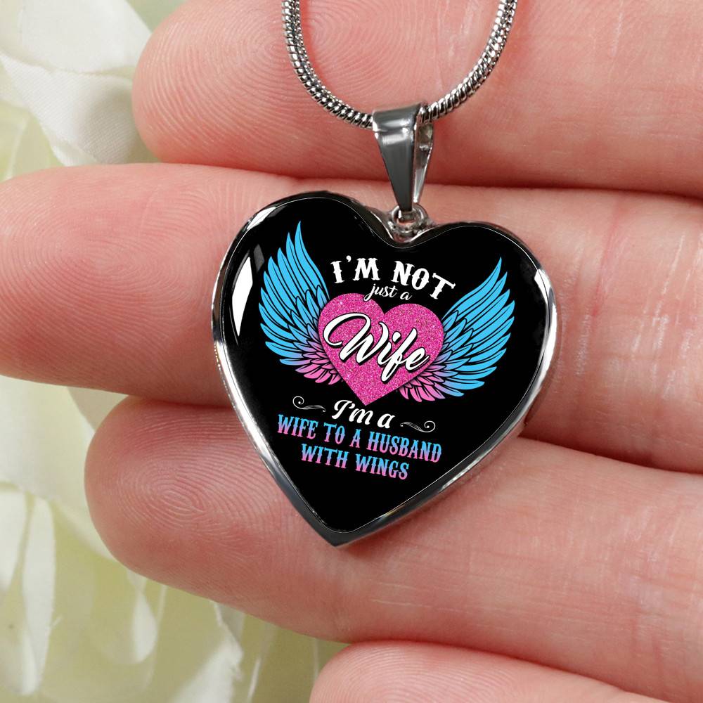 I'm Not Just A Wife I'm A Wife To A Husband With Wings Heart Pendant Necklace-Bangle I'm Not Just A Wife I'm A Wife To A Husband With Wings Heart Pendant Necklace-Bangle