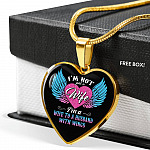 I'm Not Just A Wife I'm A Wife To A Husband With Wings Heart Pendant Necklace-Bangle I'm Not Just A Wife I'm A Wife To A Husband With Wings Heart Pendant Necklace-Bangle