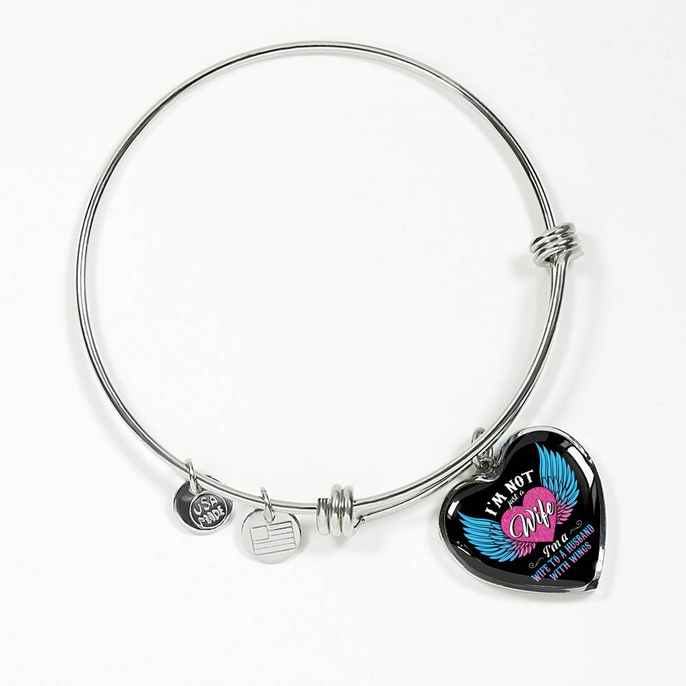 I'm Not Just A Wife I'm A Wife To A Husband With Wings Heart Pendant Necklace-Bangle I'm Not Just A Wife I'm A Wife To A Husband With Wings Heart Pendant Necklace-Bangle
