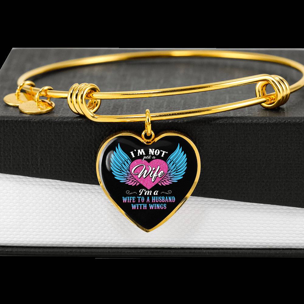 I'm Not Just A Wife I'm A Wife To A Husband With Wings Heart Pendant Necklace-Bangle I'm Not Just A Wife I'm A Wife To A Husband With Wings Heart Pendant Necklace-Bangle
