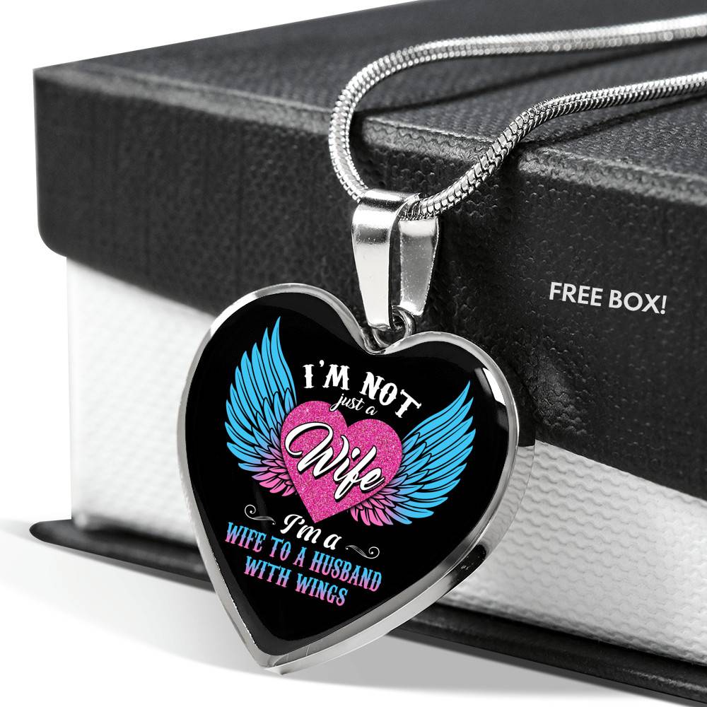 I'm Not Just A Wife I'm A Wife To A Husband With Wings Heart Pendant Necklace-Bangle I'm Not Just A Wife I'm A Wife To A Husband With Wings Heart Pendant Necklace-Bangle