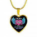 I'm Not Just A Wife I'm A Wife To A Husband With Wings Heart Pendant Necklace-Bangle I'm Not Just A Wife I'm A Wife To A Husband With Wings Heart Pendant Necklace-Bangle