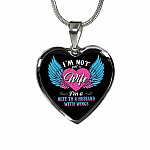 I'm Not Just A Wife I'm A Wife To A Husband With Wings Heart Pendant Necklace-Bangle I'm Not Just A Wife I'm A Wife To A Husband With Wings Heart Pendant Necklace-Bangle