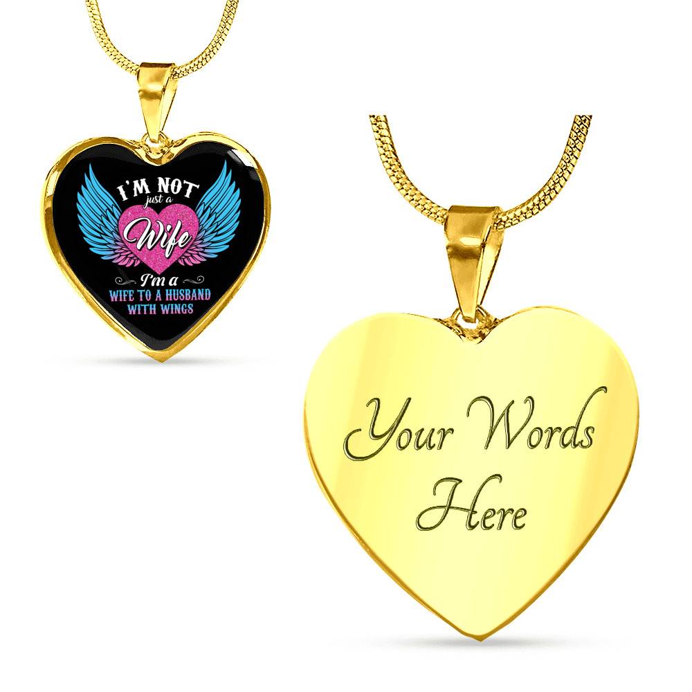 I'm Not Just A Wife I'm A Wife To A Husband With Wings Heart Pendant Necklace-Bangle I'm Not Just A Wife I'm A Wife To A Husband With Wings Heart Pendant Necklace-Bangle